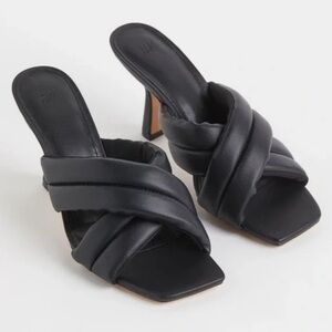 H&M Black Mule Heels - black faux leather